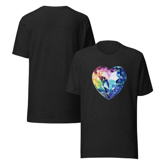 Jewel and Sparkle unisex t-shirt with original hand-drawn crystal and gemstone art by Brittyliz, shown flat