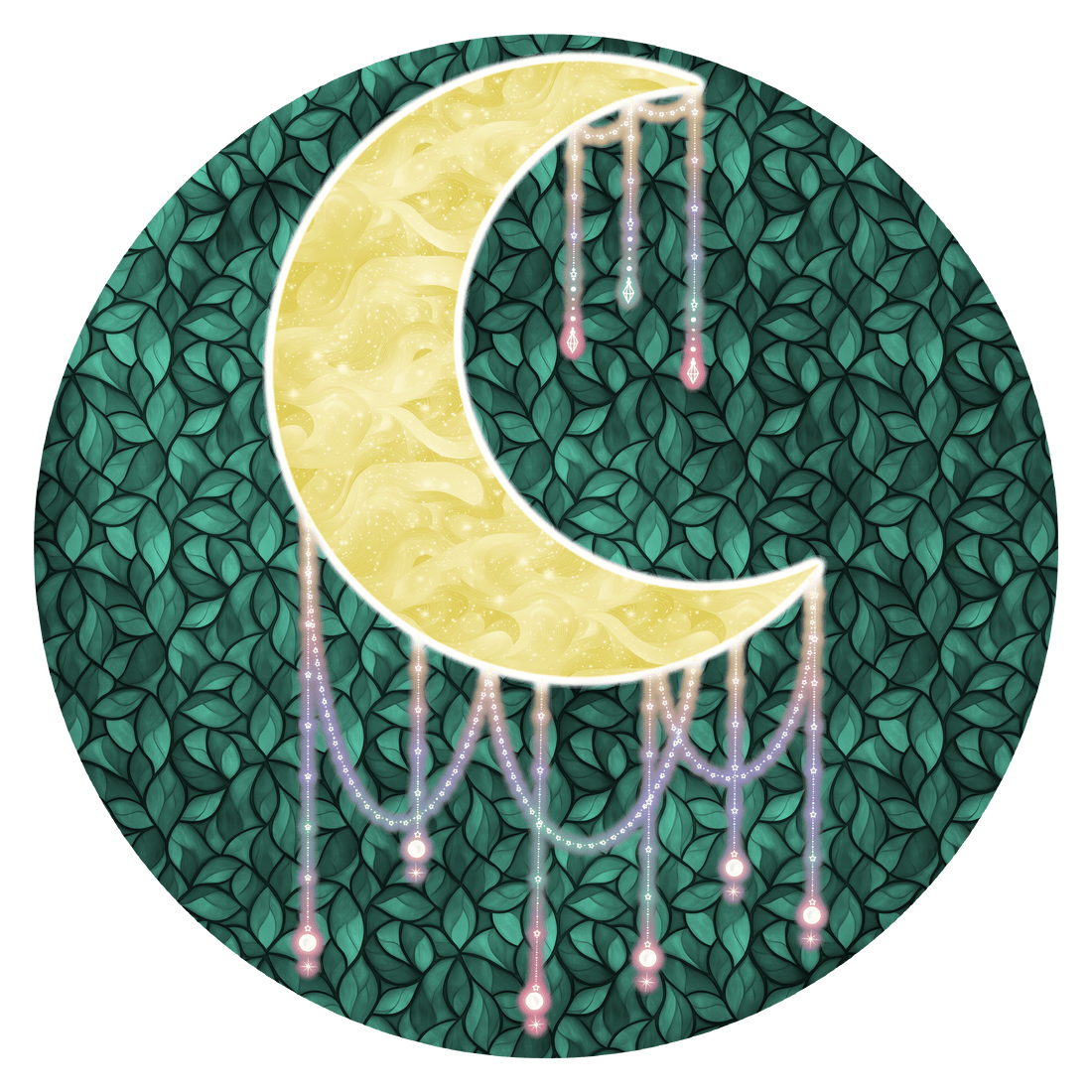 Druzy Moon art by Brittyliz featuring the art on my holographic sticker.