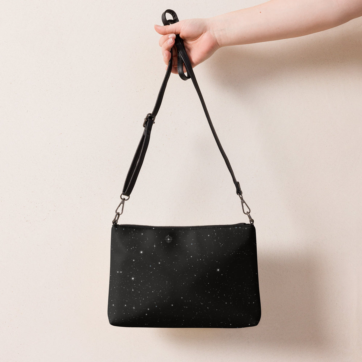 Cosmic Rainbow Drift Crossbody Bag - back view with strap
