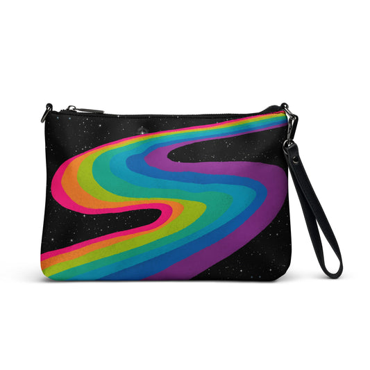 Cosmic Rainbow Drift Crossbody Bag - front view
