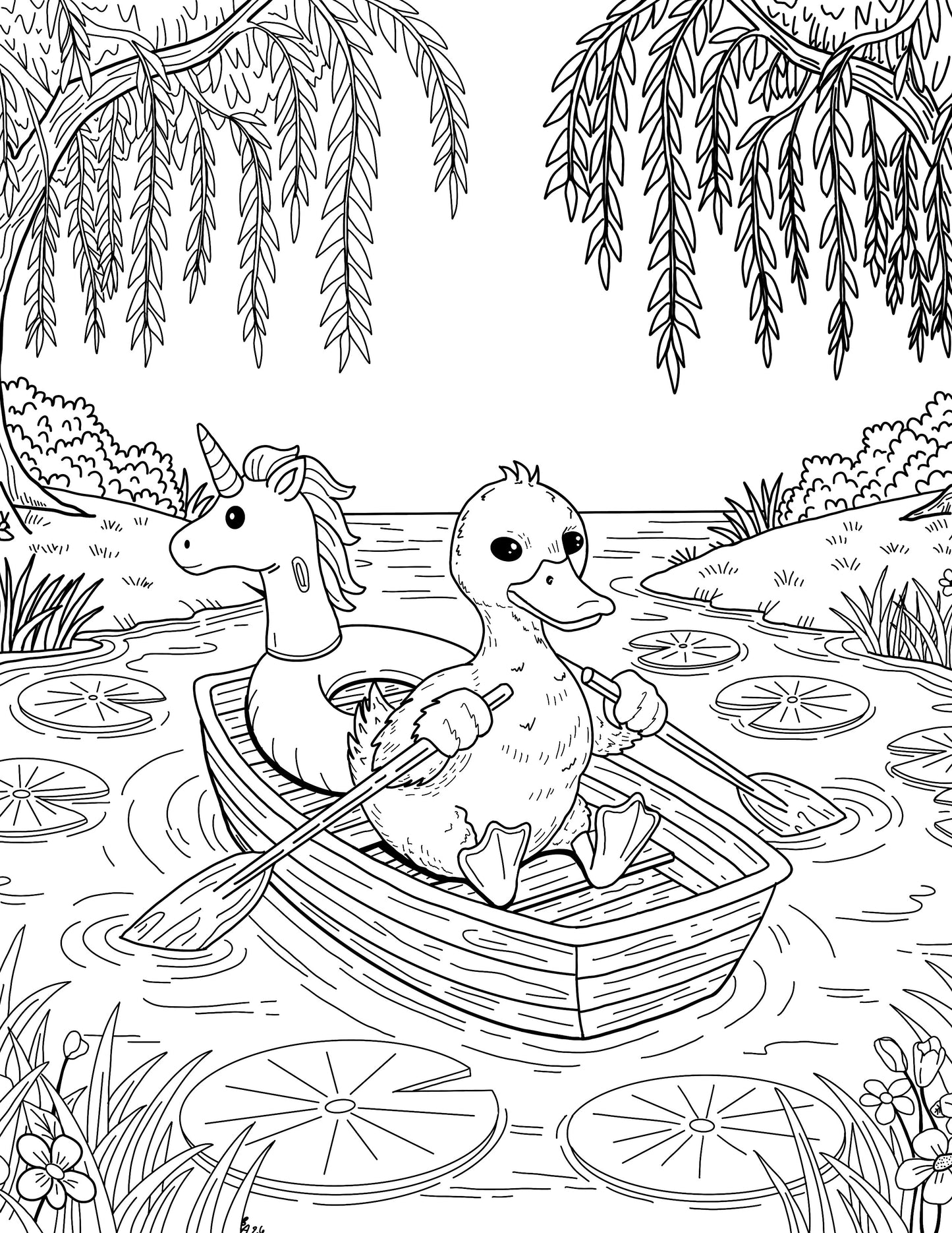 8 Hand Drawn Coloring Page Bundle of Animals & More!