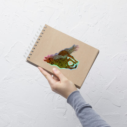Ember the Palomino holographic sticker 5.5 inch size, original equestrian art by Brittyliz Art with iridescent vinyl finish