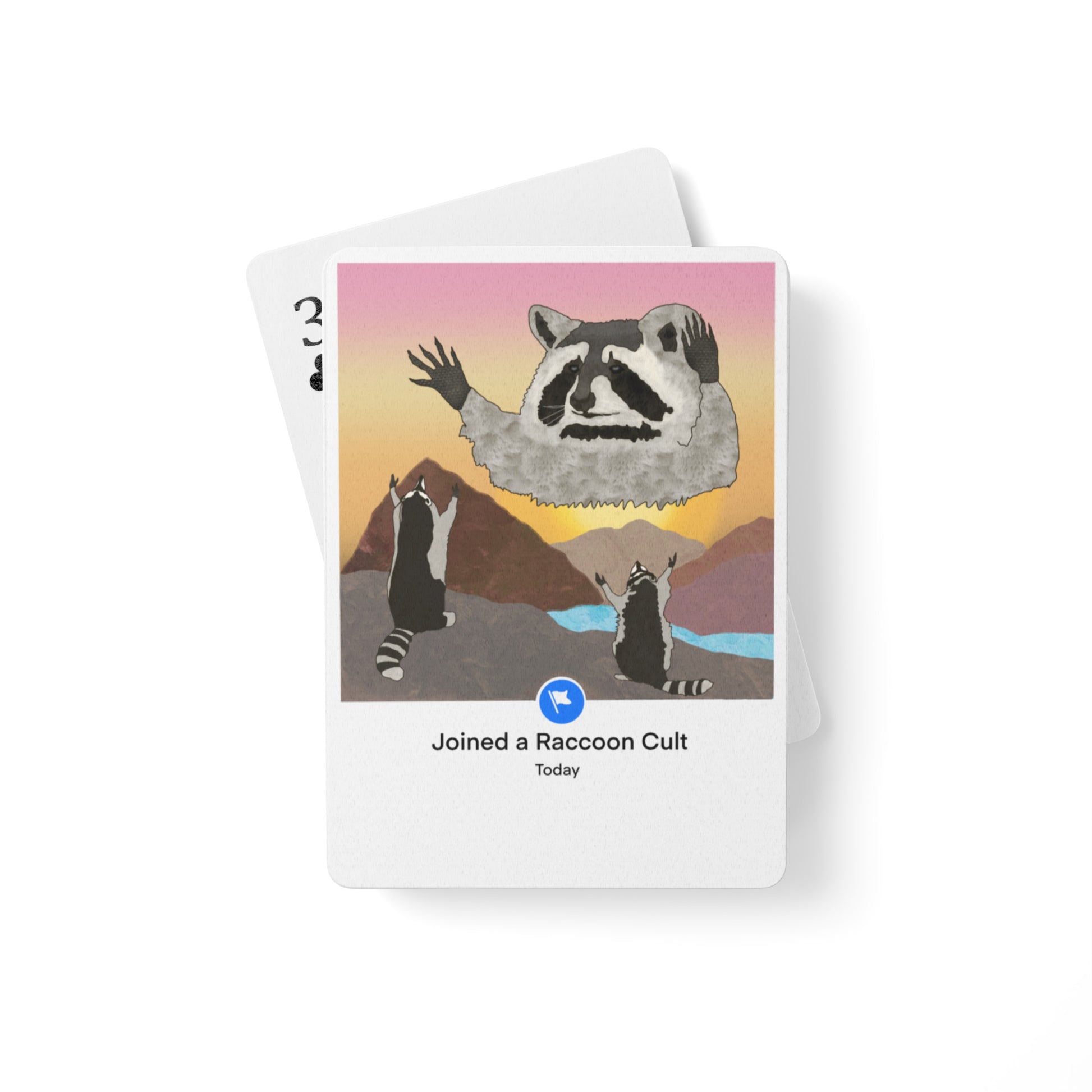 Raccoon Cult hand-drawn poker playing cards deck - "Joined a Raccoon Cult" meme art
